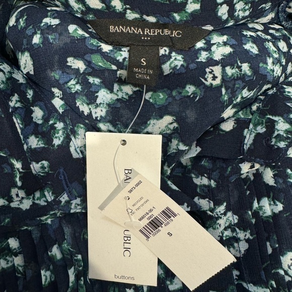 Banana Republic Blue Long Sleeve Floral Midi Lined Dress (S) - Picture 9 of 10